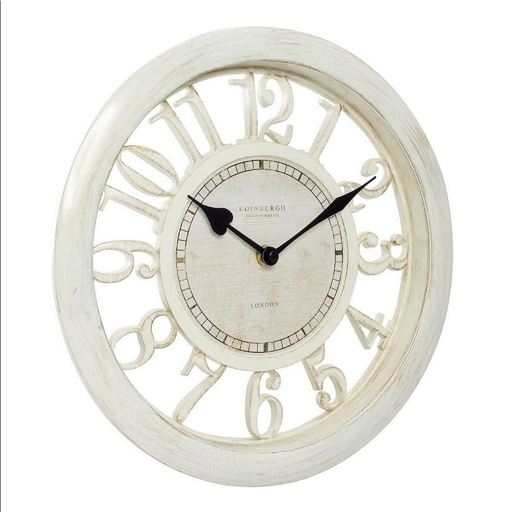 Rustic Wall Clock Shabby Chic white big numerals